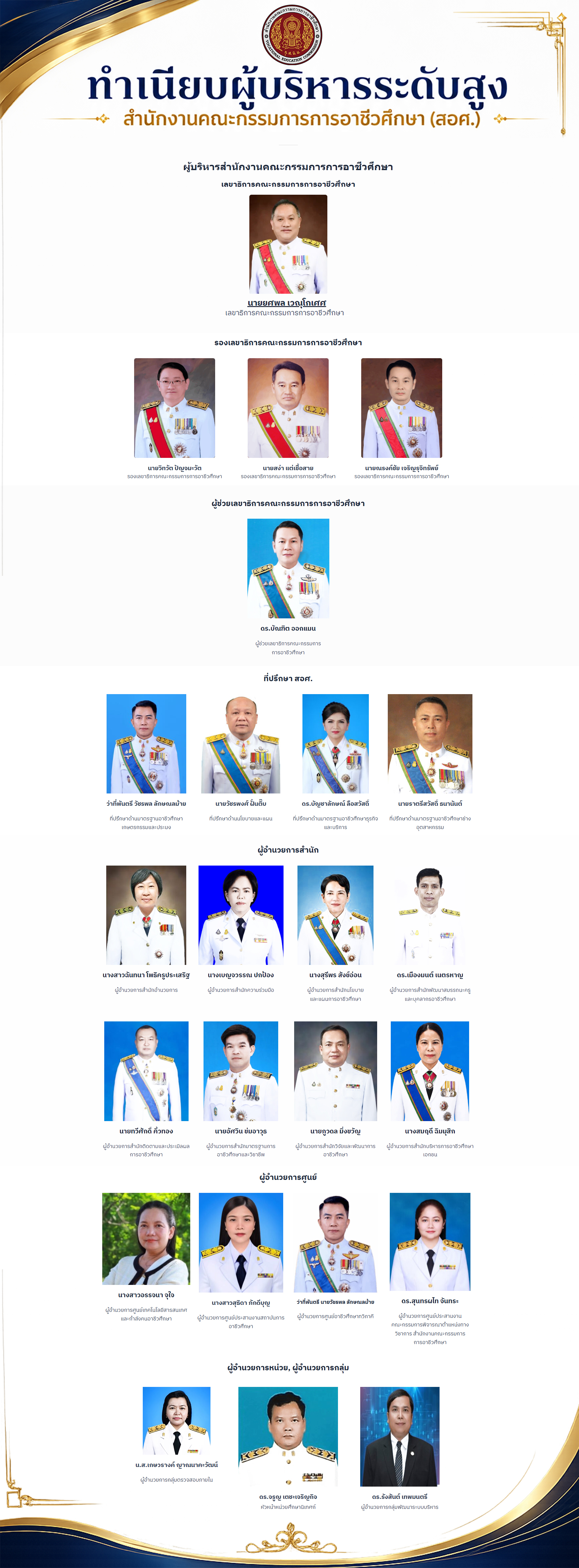 ทำเนียบผู้บริหารระดับสูง สำนักงานคณะกรรมการการอาชีวศึกษา (สอศ.)